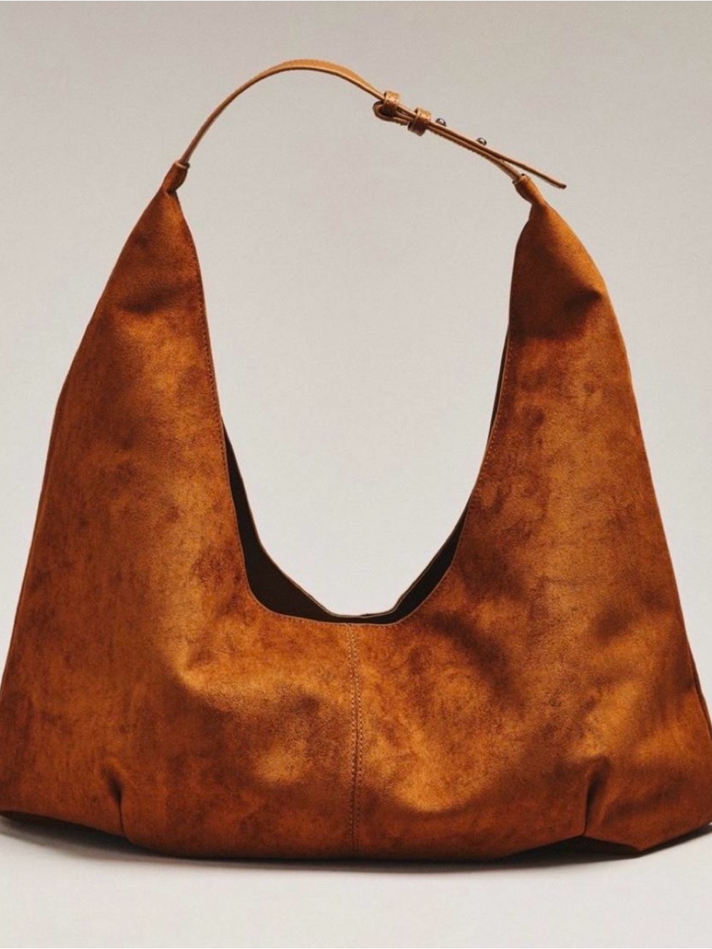 BNWT Anthropologie Faux Suede Shoulder Bag in Cognac Brown